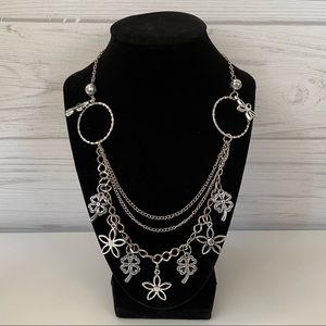 Long Silver Daisies, Lucky Charms Necklace.